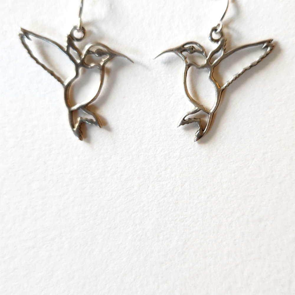 Silver hummingbird earrings